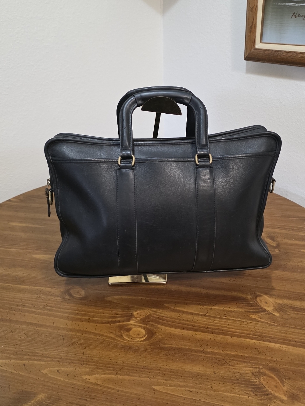 Coach Vintage 93" Embassy Black Leather Briefcase with -Brass Hardware - Picture 3 of 8